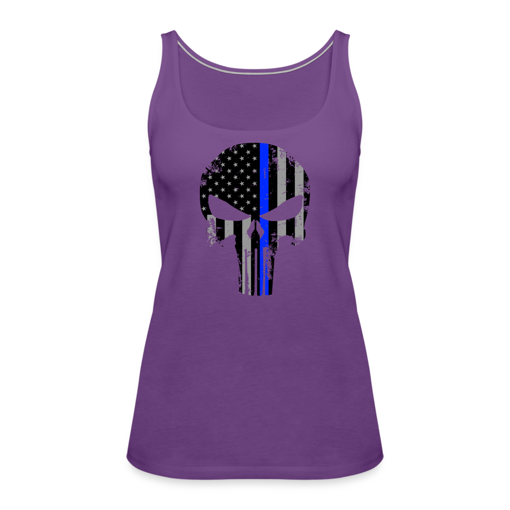 Women’s Premium Tank Top - Punisher Thin Blue Line - purple