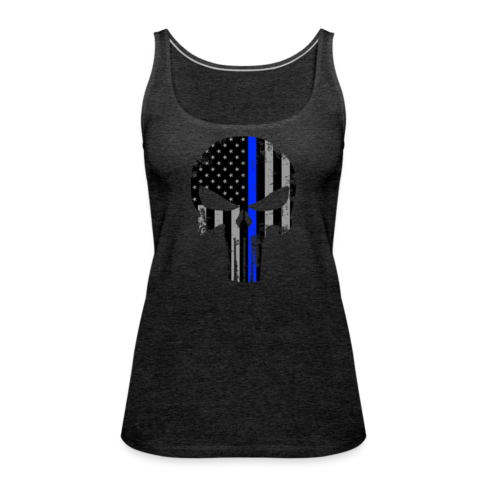 Women’s Premium Tank Top - Punisher Thin Blue Line - charcoal grey