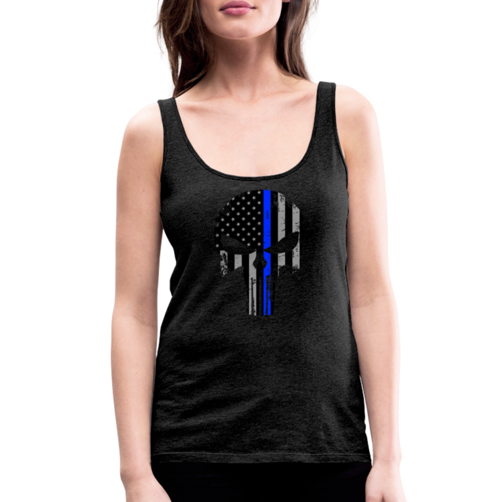 Women’s Premium Tank Top - Punisher Thin Blue Line - charcoal grey