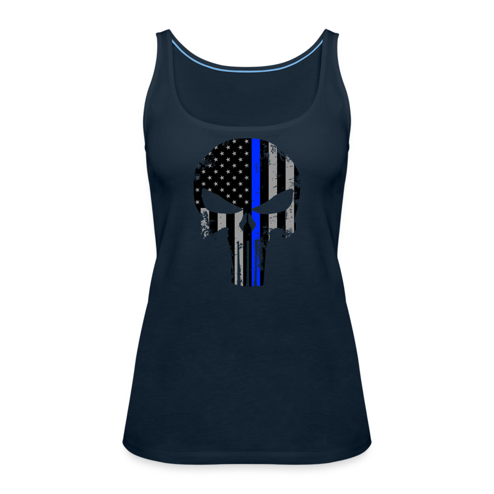 Women’s Premium Tank Top - Punisher Thin Blue Line - deep navy