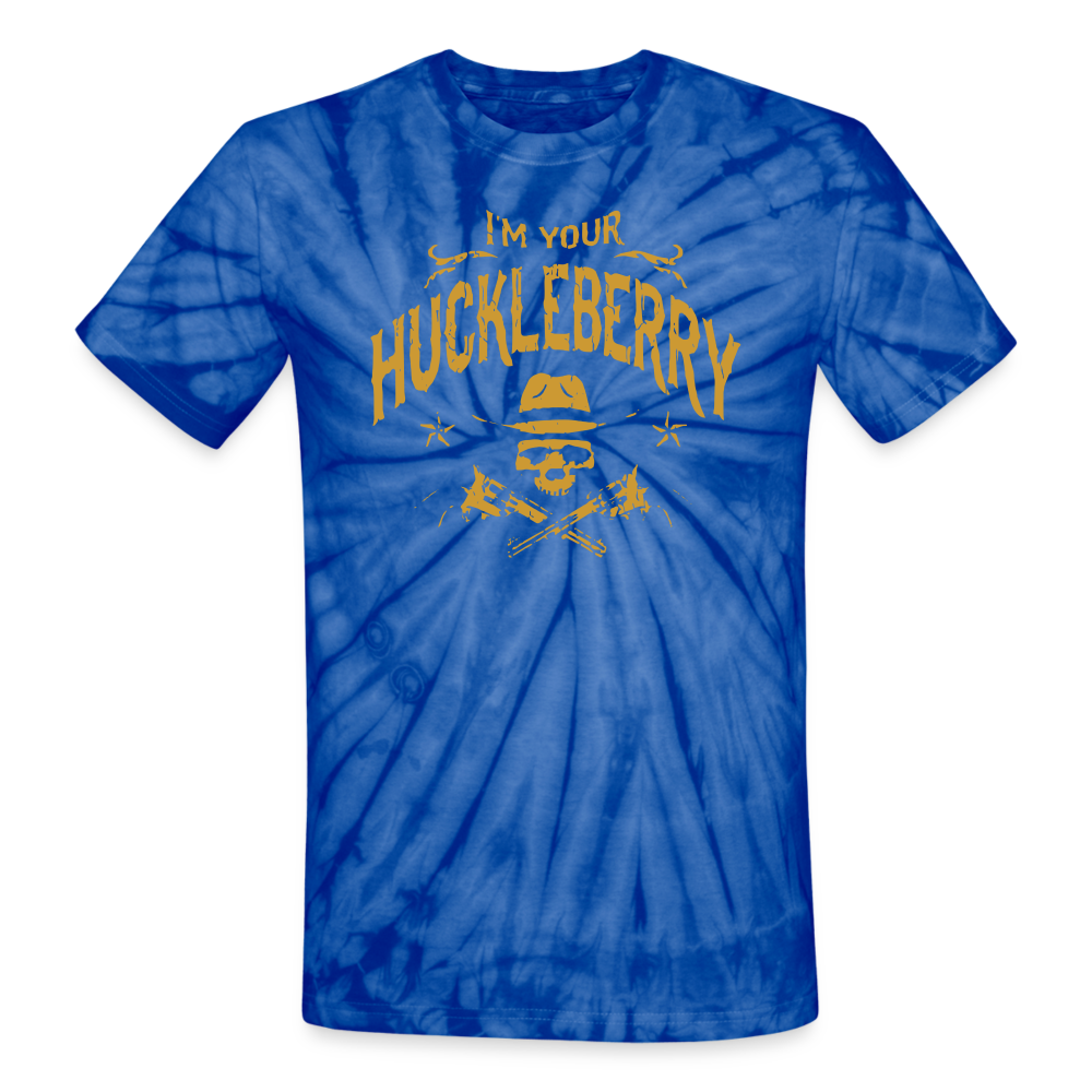 Unisex Tie Dye T-Shirt -I'm your Huckleberry - spider blue
