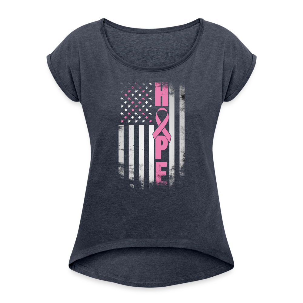 Women's Roll Cuff T-Shirt - "Hope" - navy heather