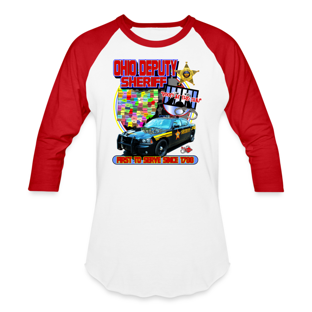 Baseball T-Shirt - Ohio Sheriff "Room at the Inn" - white/red