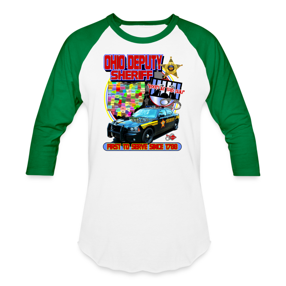 Baseball T-Shirt - Ohio Sheriff "Room at the Inn" - white/kelly green