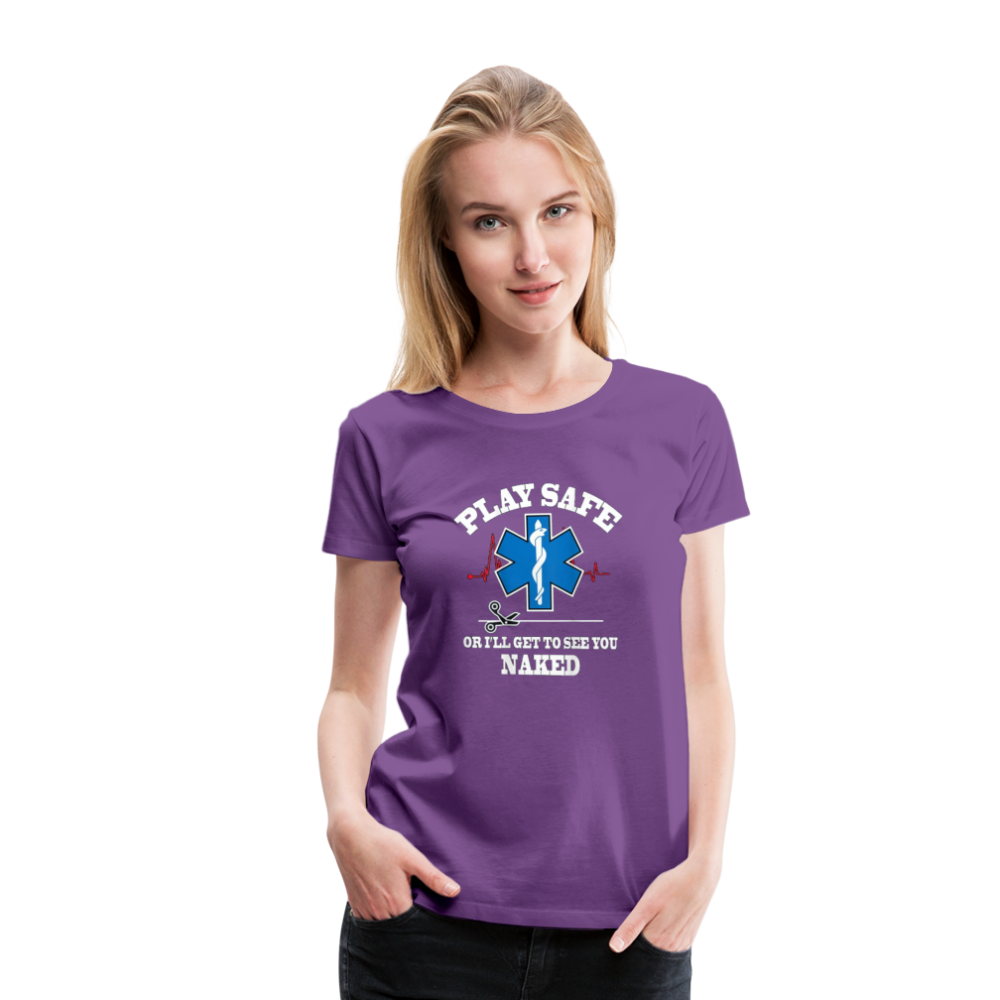 Women’s Premium T-Shirt - Play Safe EMS - purple
