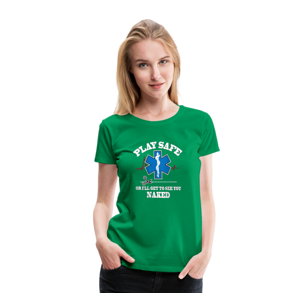 Women’s Premium T-Shirt - Play Safe EMS - kelly green