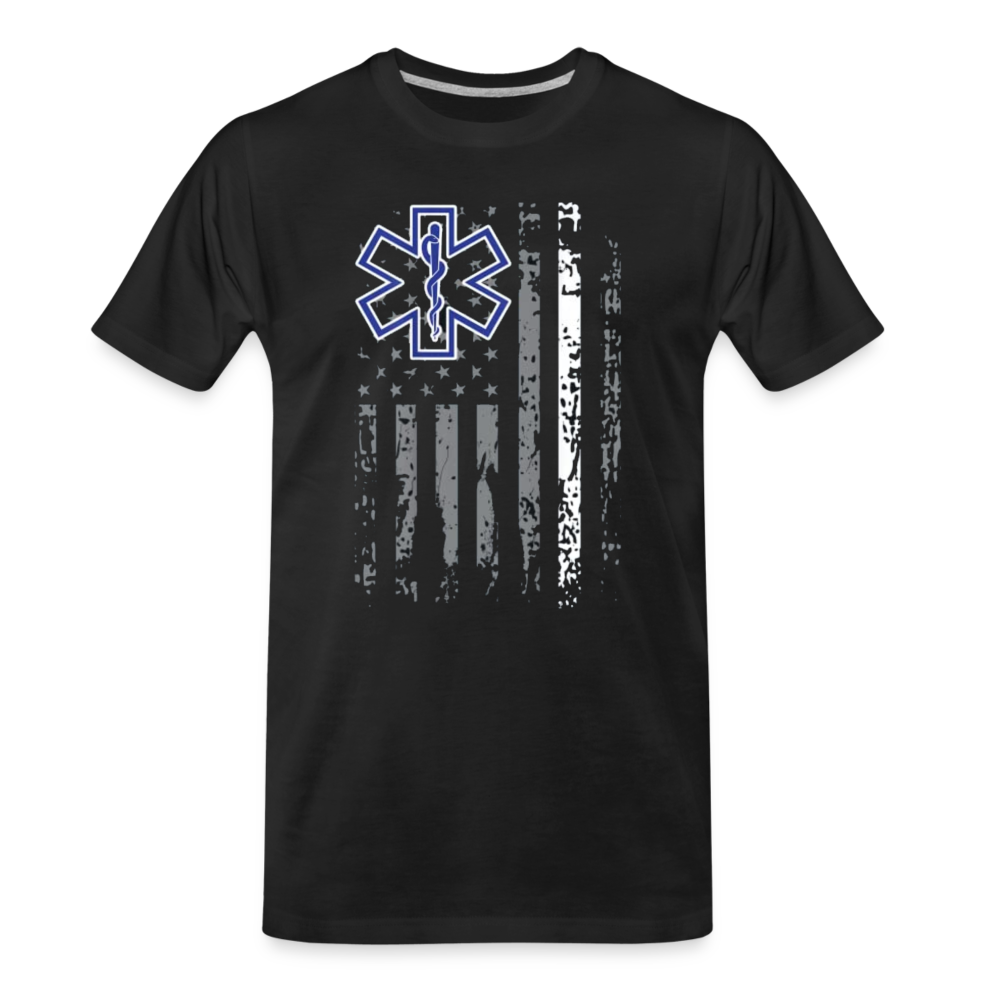 Men's Premium T-Shirt - Thin White Line Distressed EMS/EMT Flag - black