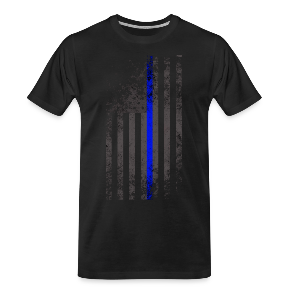 Men's Premium T-Shirt - Thin Blue Line Distressed Vertical Flag - black
