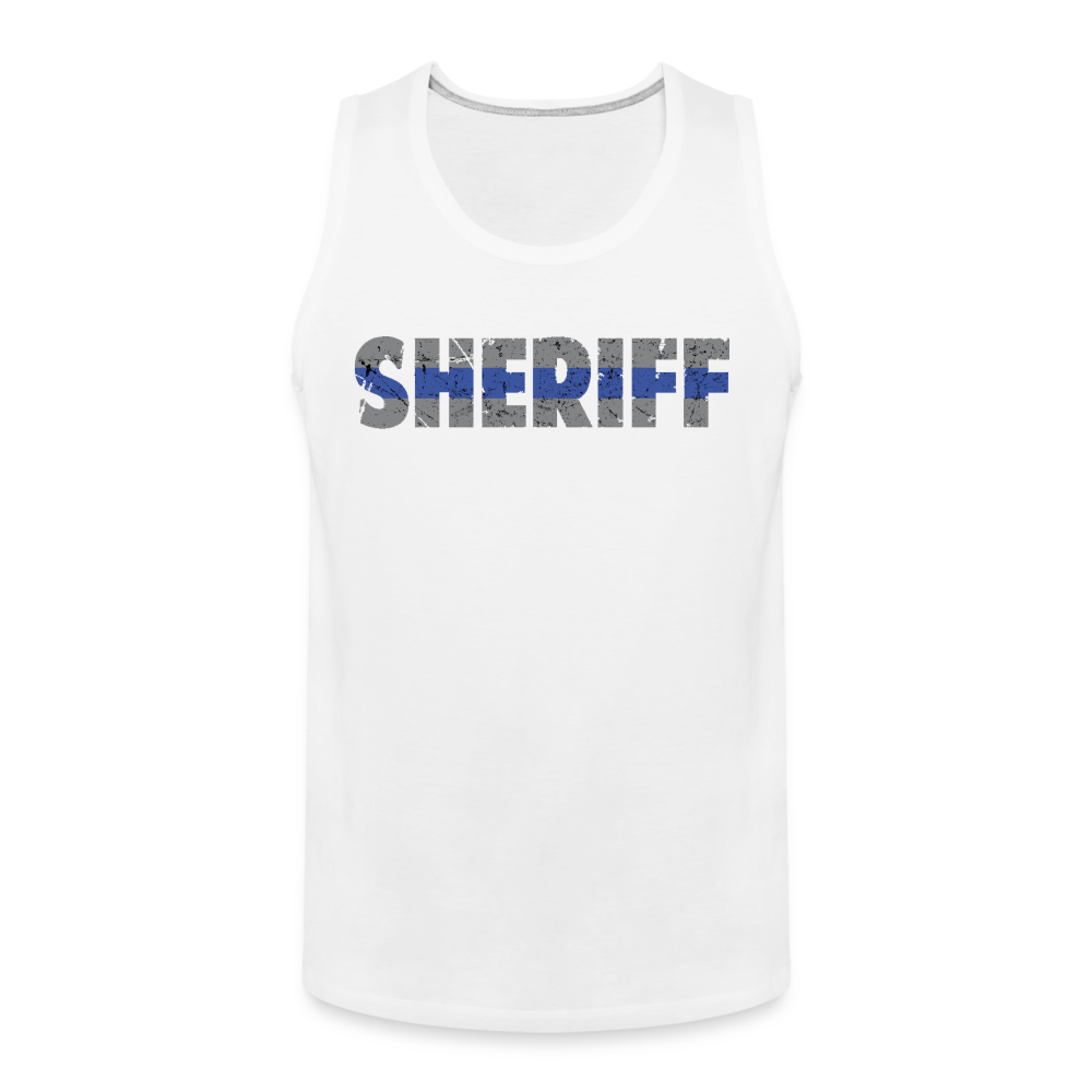 Men’s Premium Tank - "Sheriff" Blue Line - white