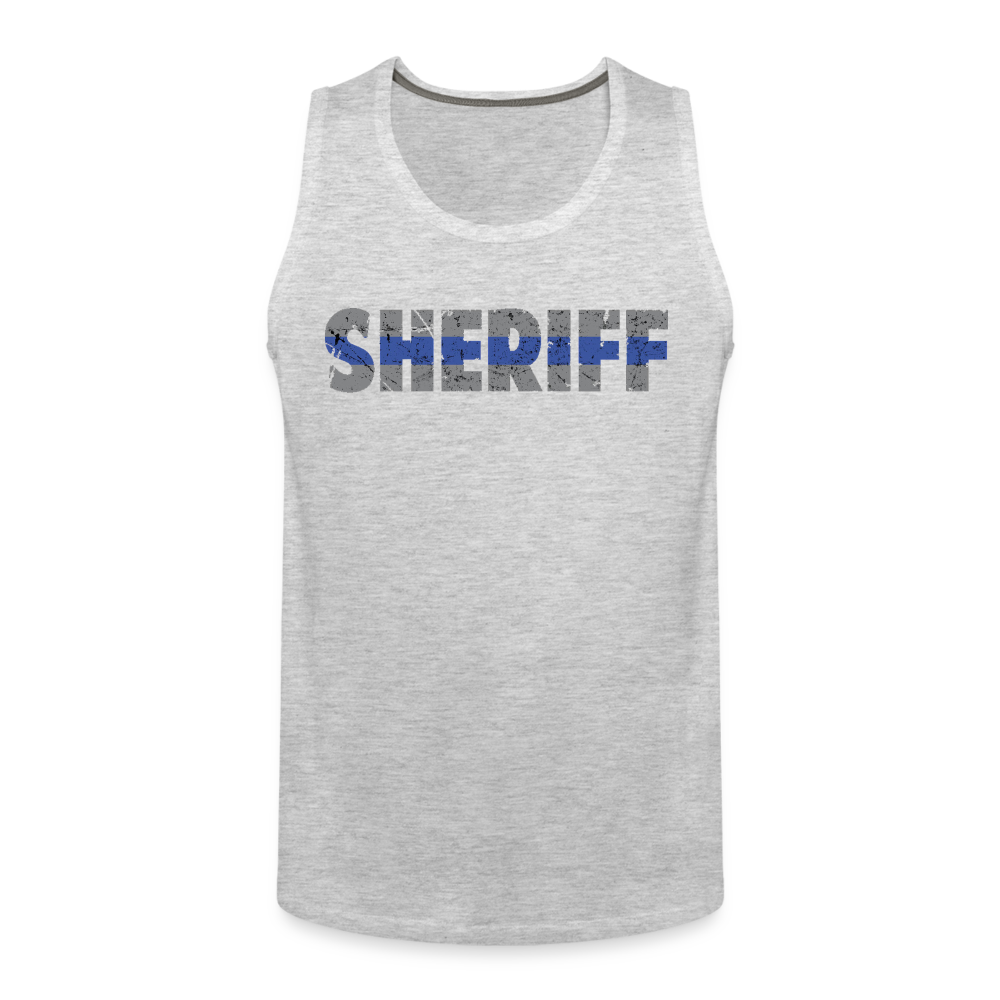 Men’s Premium Tank - "Sheriff" Blue Line - heather gray