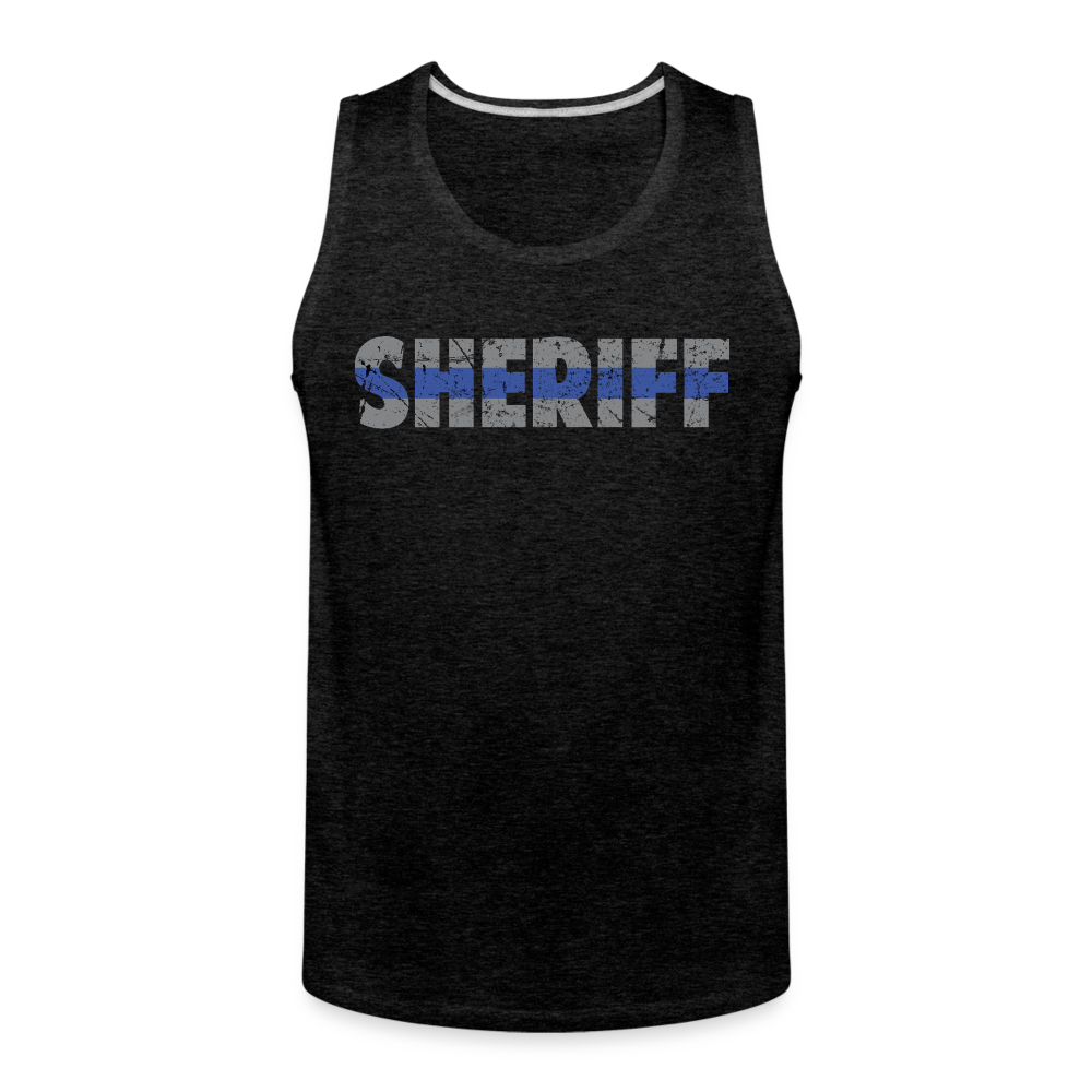 Men’s Premium Tank - "Sheriff" Blue Line - charcoal grey