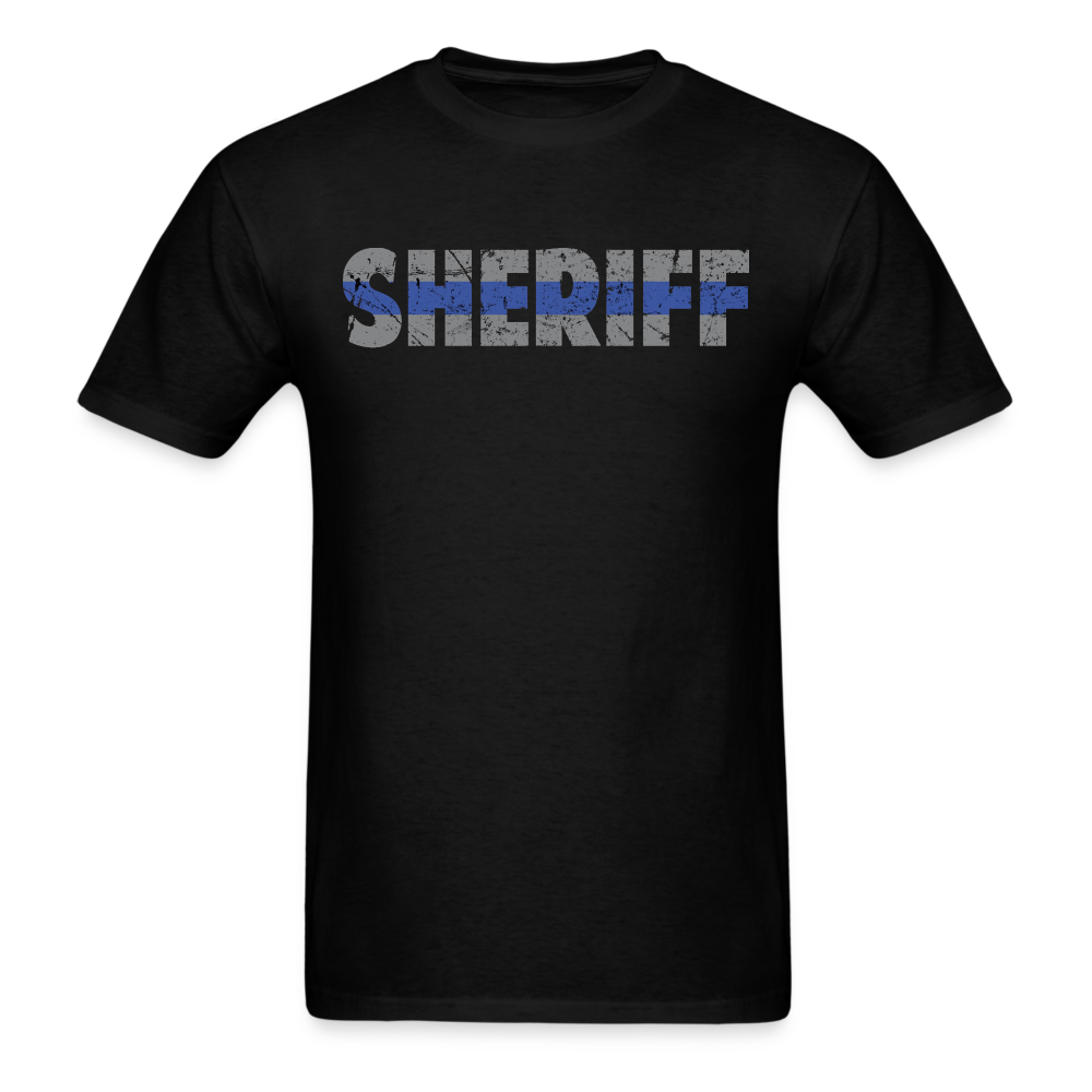 Unisex Classic T-Shirt - Sheriff Blue Line (Front & Back) - black