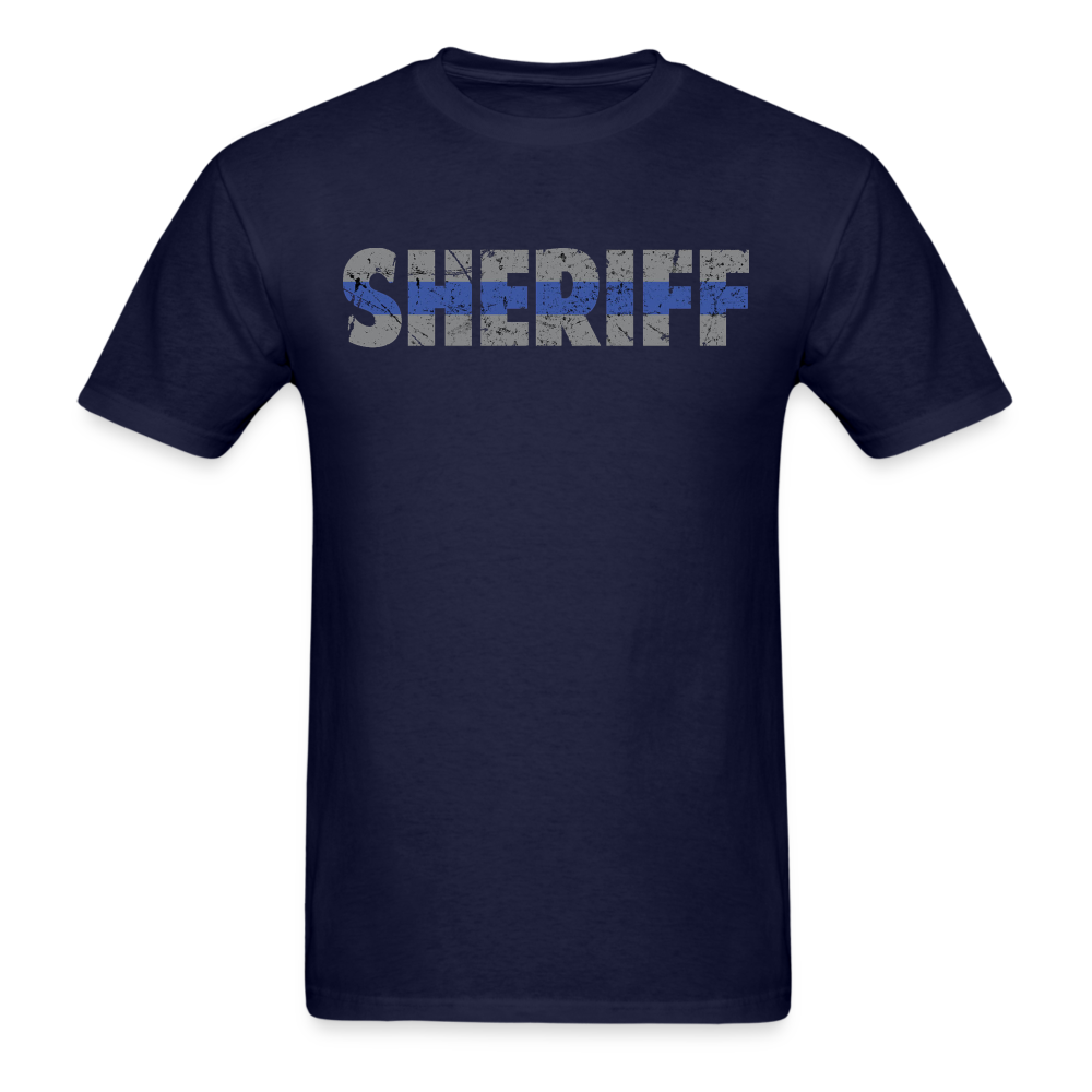 Unisex Classic T-Shirt - Sheriff Blue Line (Front & Back) - navy