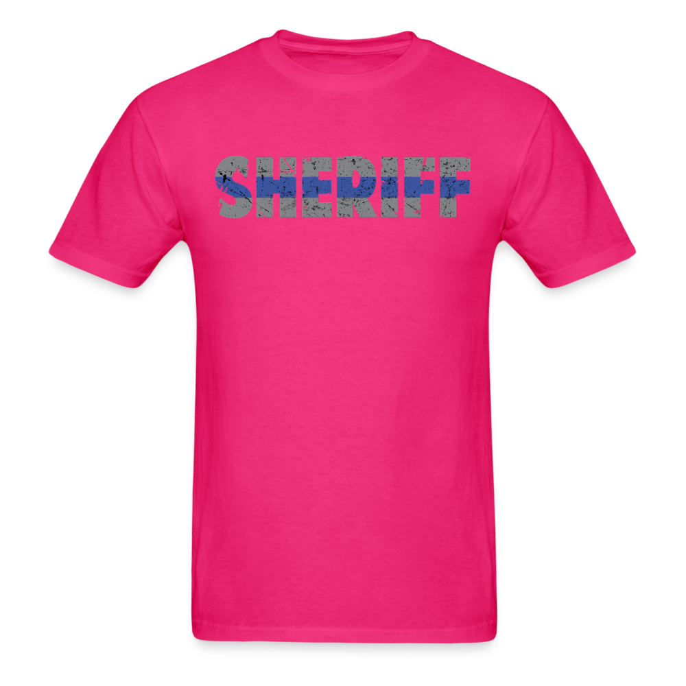 Unisex Classic T-Shirt - Sheriff Blue Line (Front & Back) - fuchsia