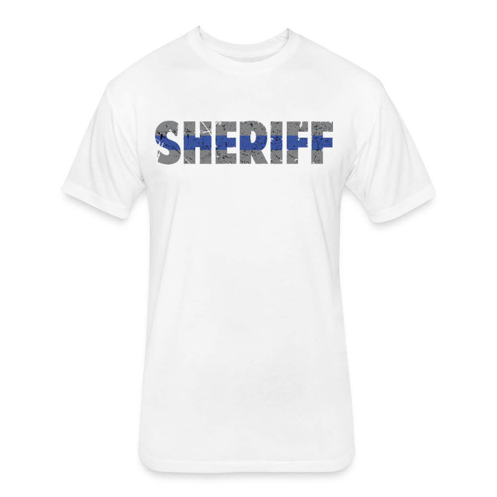 Unisex Poly/Cotton T-Shirt by Next Level - Sheriff Blue Line - white