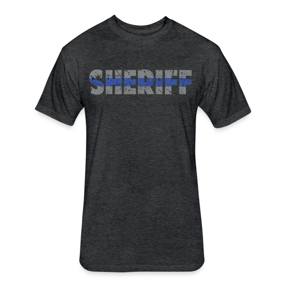 Unisex Poly/Cotton T-Shirt by Next Level - Sheriff Blue Line - heather black