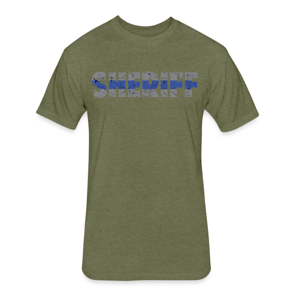 Unisex Poly/Cotton T-Shirt by Next Level - Sheriff Blue Line - heather military green