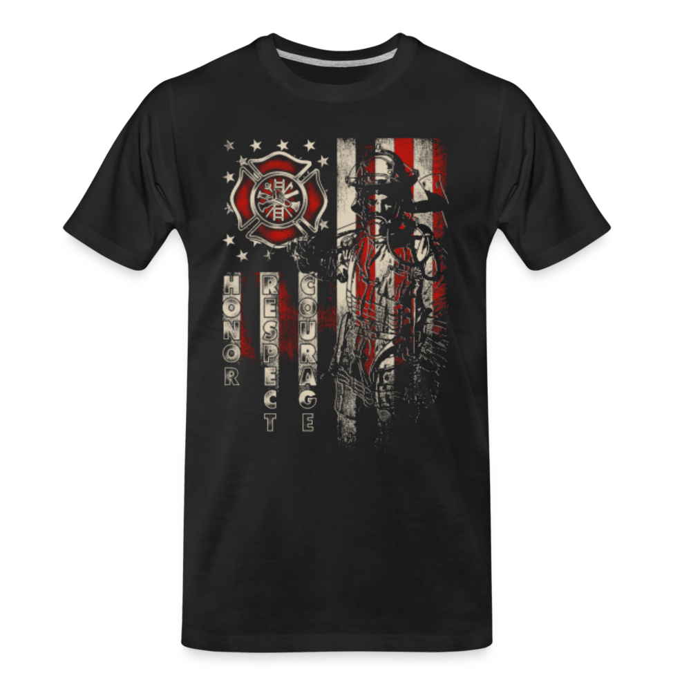 Men's Premium T-Shirt - Firefighter Distressed Flag - black