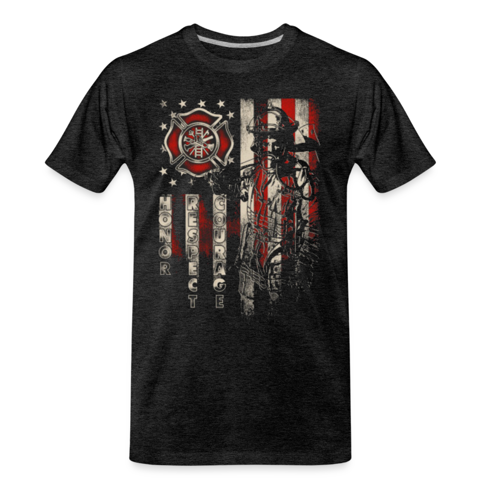 Men's Premium T-Shirt - Firefighter Distressed Flag - charcoal grey