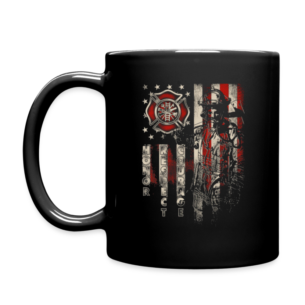 Full Color Mug - Firefighter Distressed Flag - black