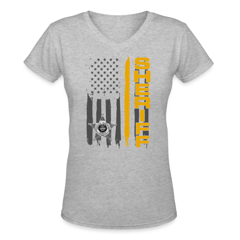 Women's V-Neck T-Shirt - Ohio Sheriff Vertical - gray
