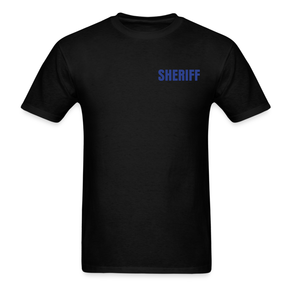 Unisex Classic T-Shirt - Sheriff Blue Line Vertical Flag Fr and Bk - black