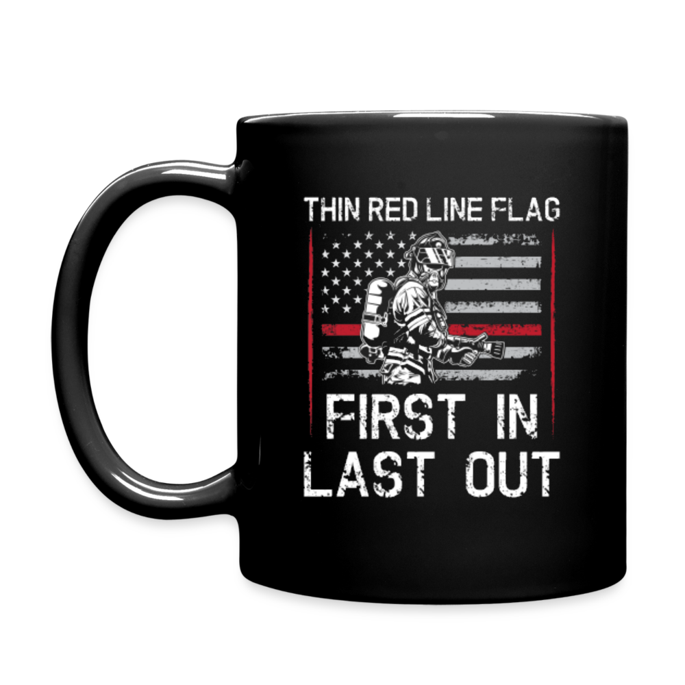 Full Color Mug - Thin Red Line Flag - First In - black
