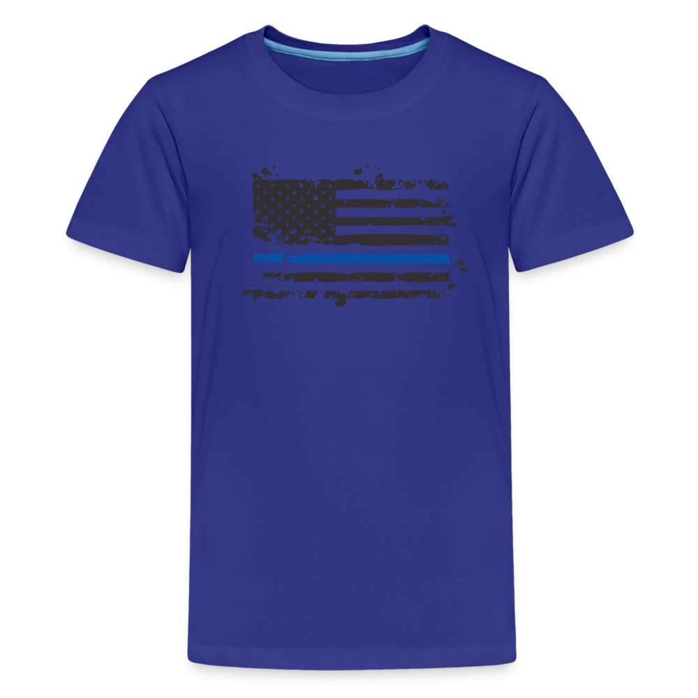 Kids' Premium T-Shirt - Distressed Blue Line Flag - royal blue