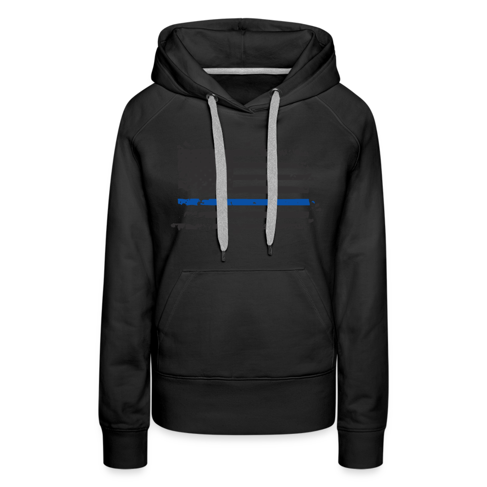 Women’s Premium Hoodie - Distressed Blue Line Flag - black