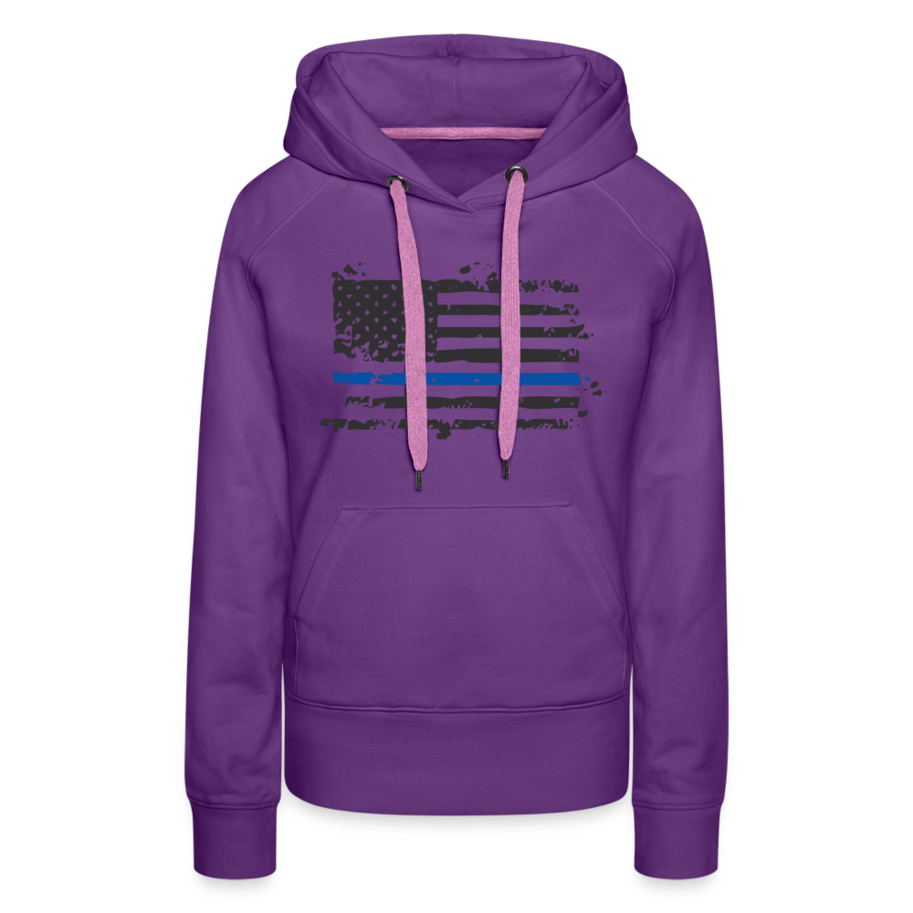 Women’s Premium Hoodie - Distressed Blue Line Flag - purple