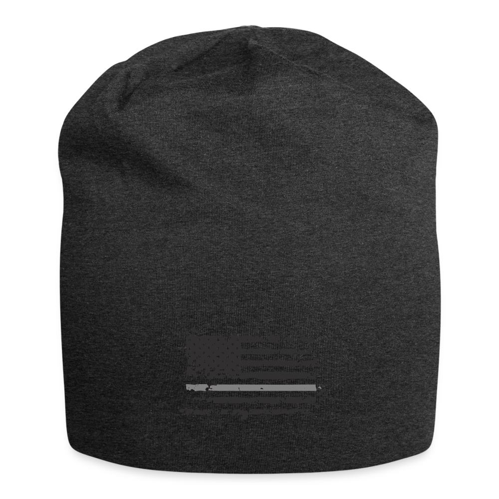 Jersey Beanie - Distressed Silver Line Flag - charcoal grey