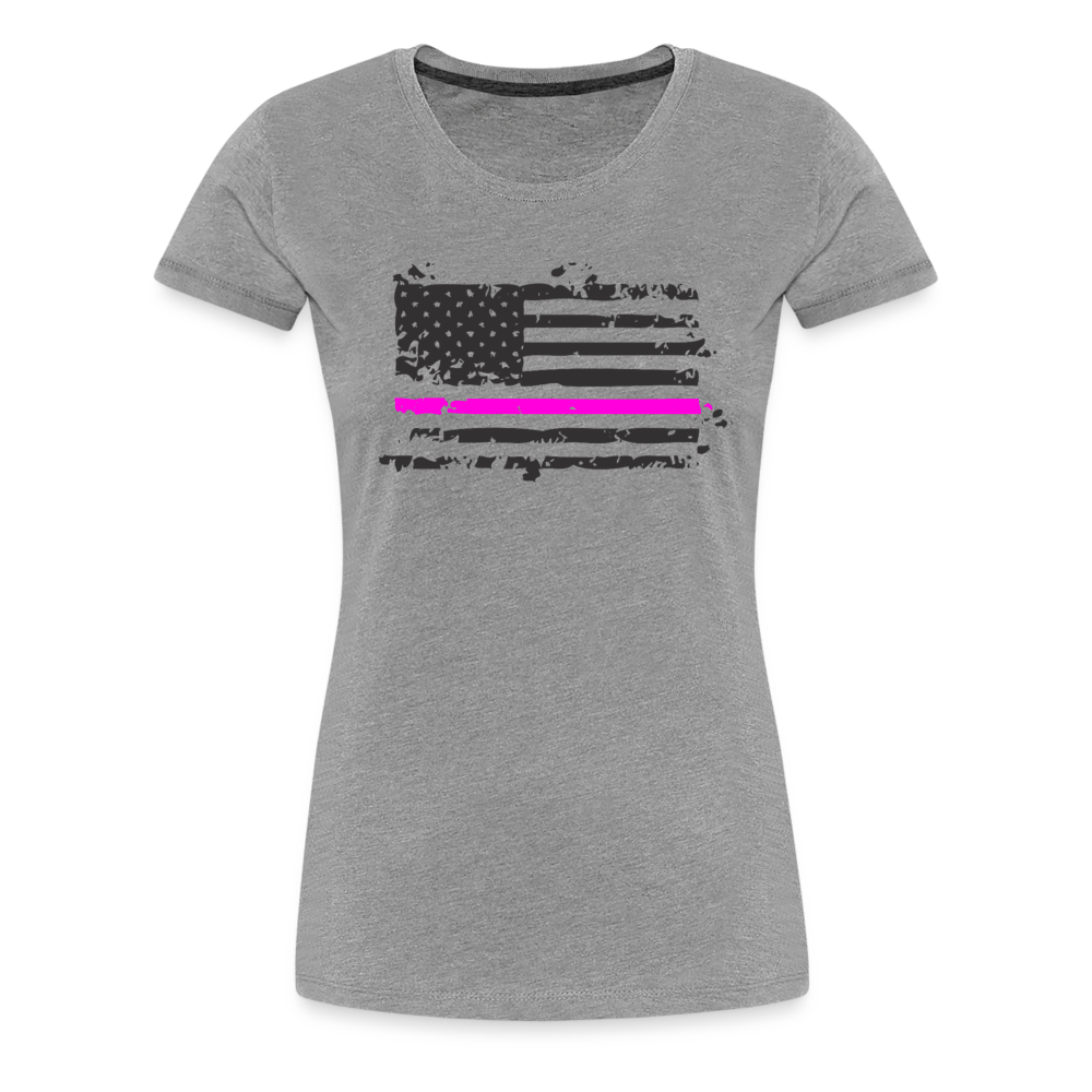 Women’s Premium T-Shirt - Distressed Pink Line Flag - heather gray