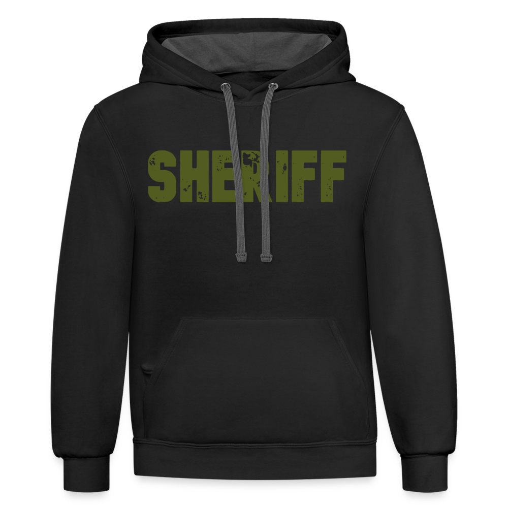 Contrast Hoodie - Sheriff Front & Back - OD Green - black/asphalt