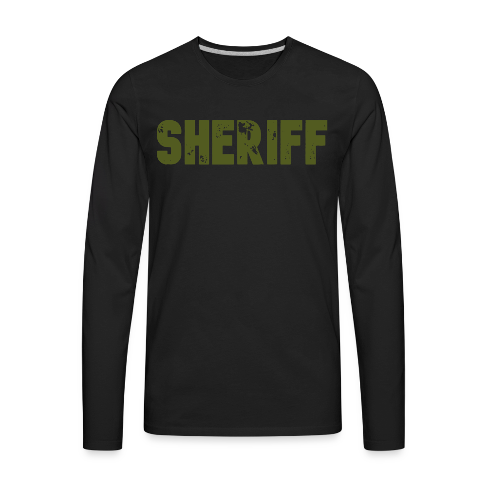 Men's Premium Long Sleeve T-Shirt - Sheriff Front & Back - OD Green - black