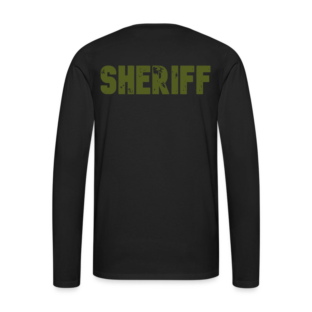 Men's Premium Long Sleeve T-Shirt - Sheriff Front & Back - OD Green - black