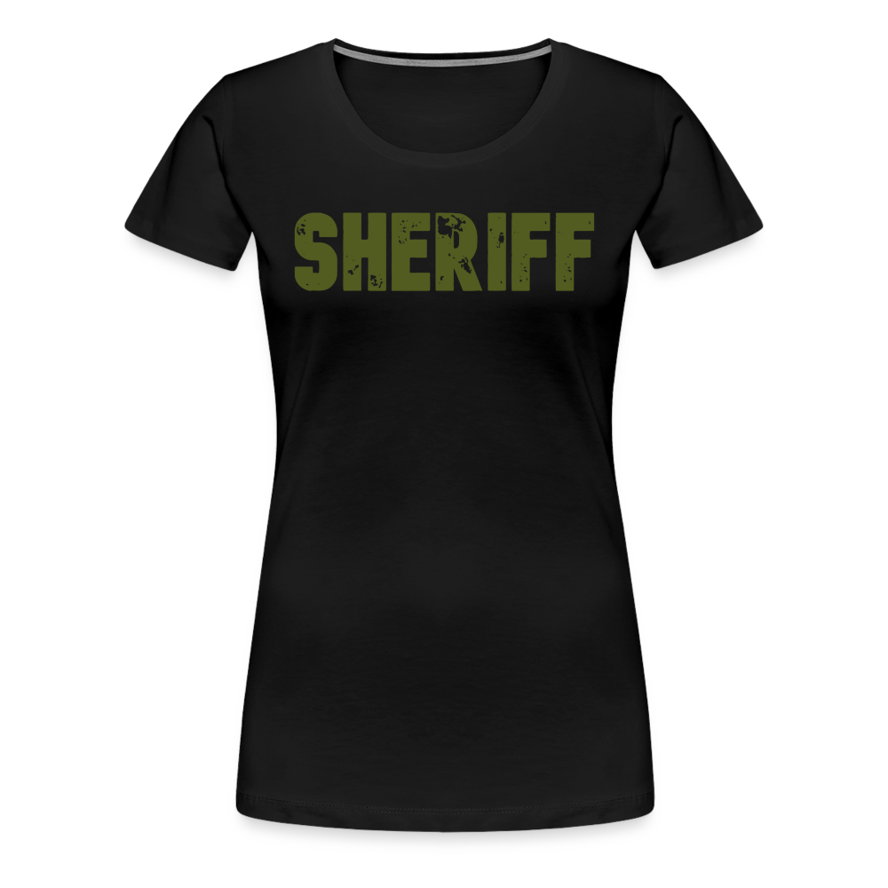 Women’s Premium T-Shirt - Sheriff Front & Back - OD Green - black