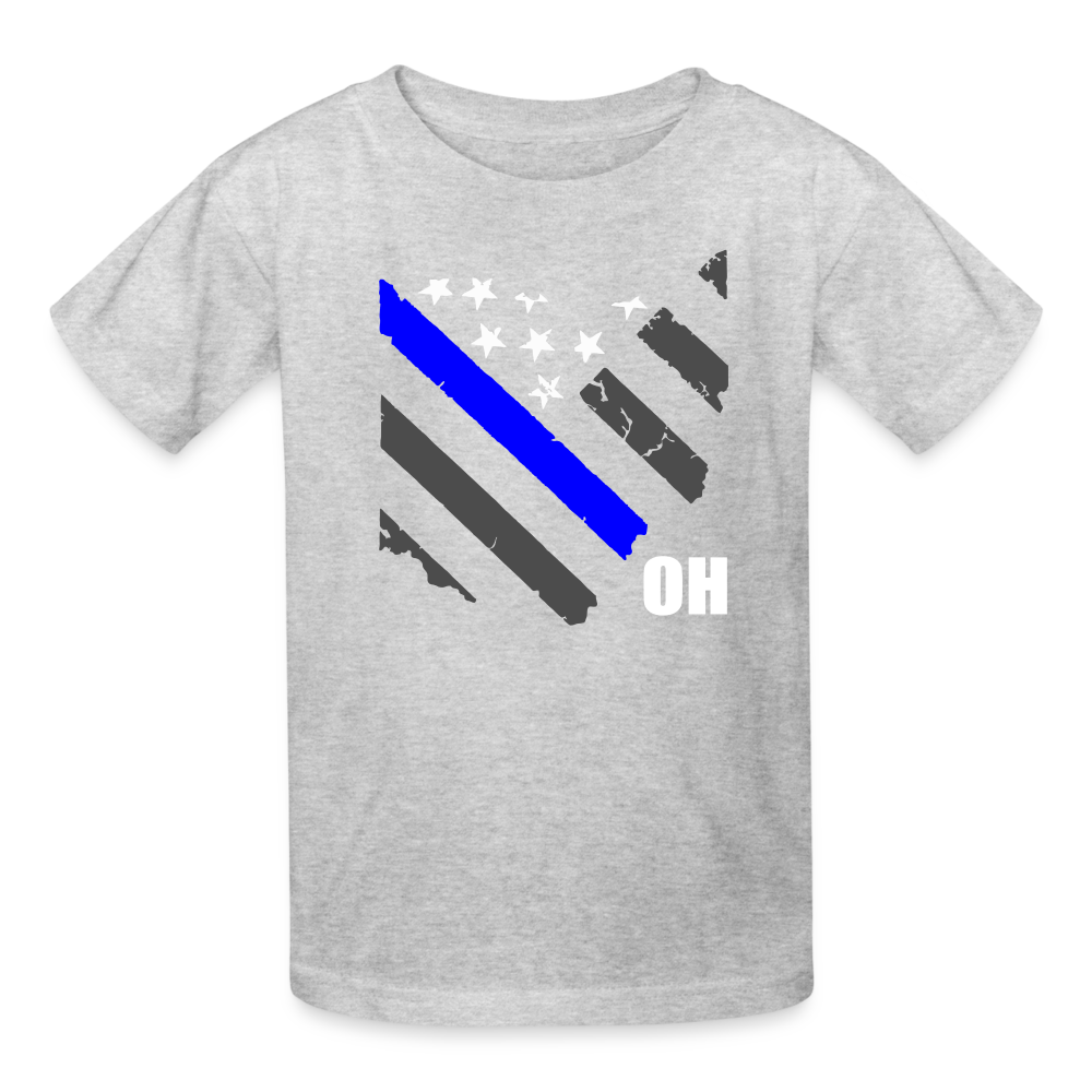 Kids' T-Shirt - Ohio Thin Blue Line - heather gray