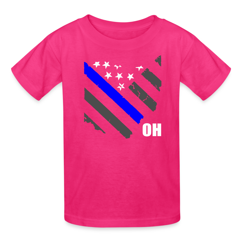 Kids' T-Shirt - Ohio Thin Blue Line - fuchsia