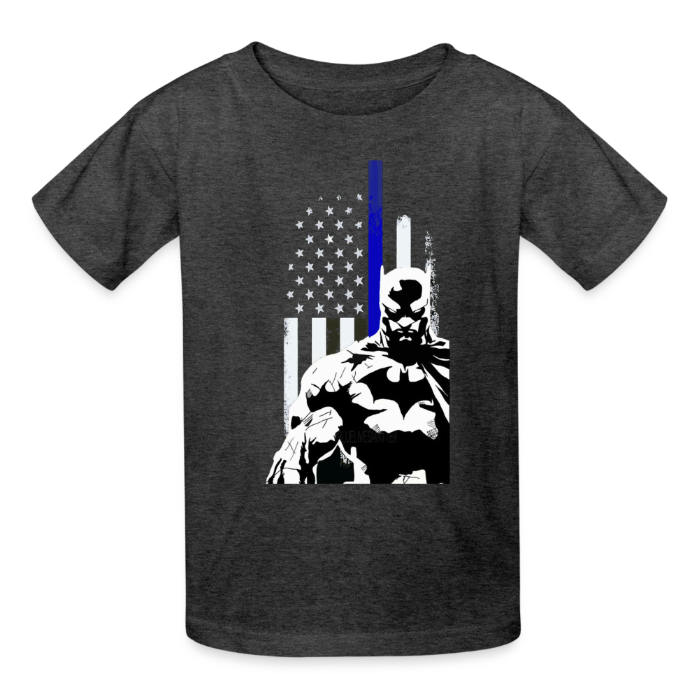 Kids' T-Shirt - Batman Thin Blue Line - heather black