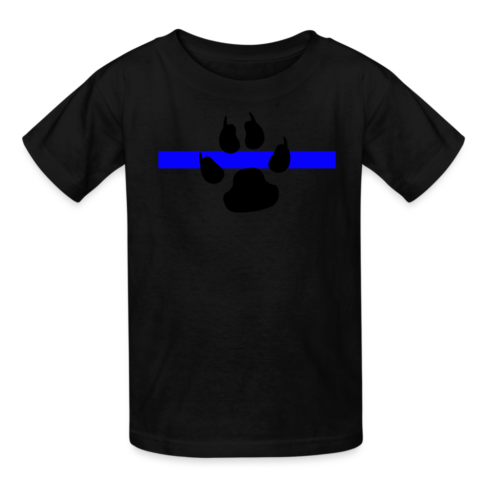 Kids' T-Shirt - Thin Blue Line K-9 Paw - black