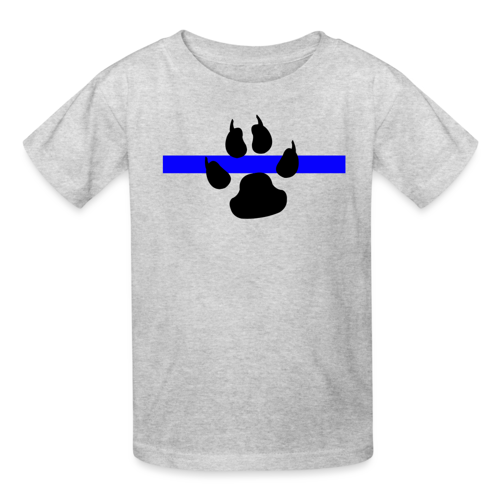 Kids' T-Shirt - Thin Blue Line K-9 Paw - heather gray