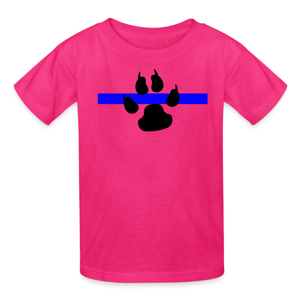 Kids' T-Shirt - Thin Blue Line K-9 Paw - fuchsia