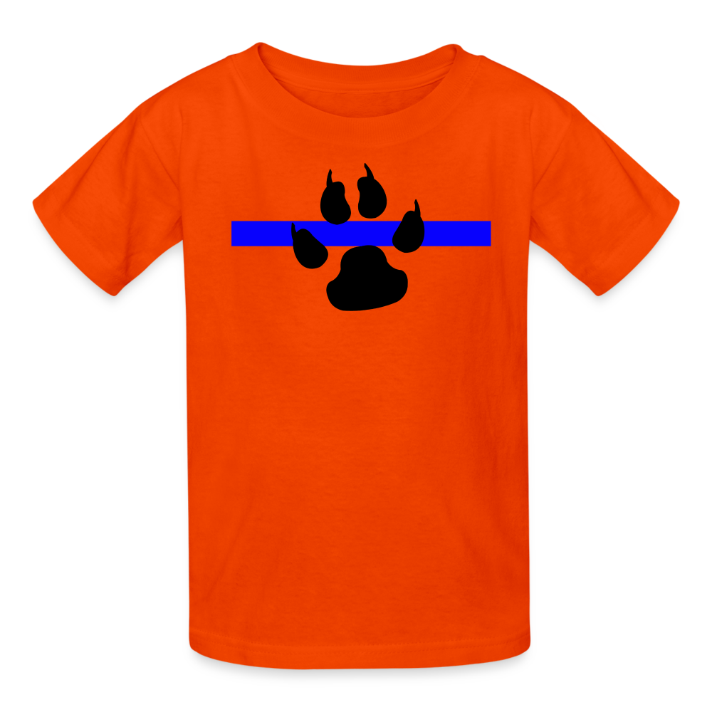 Kids' T-Shirt - Thin Blue Line K-9 Paw - orange