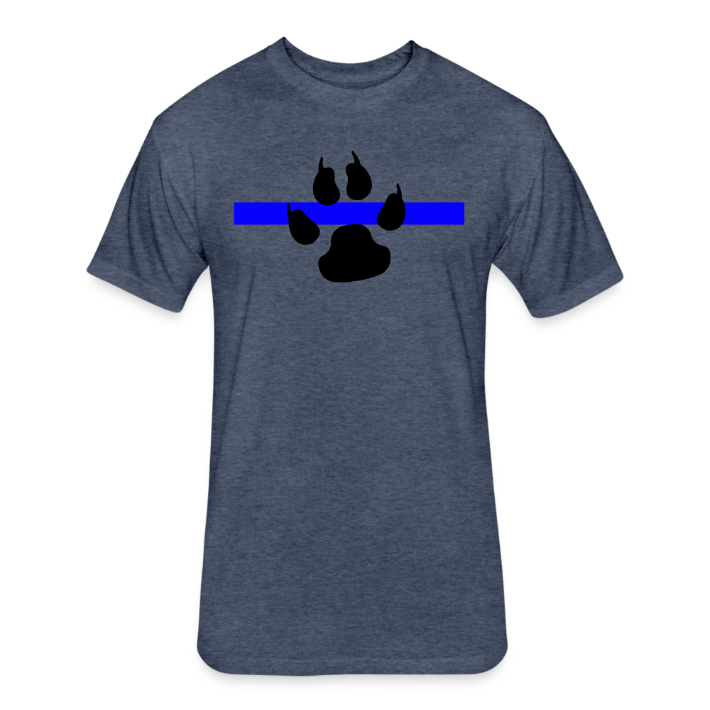 Unisex Poly/Cotton/ T-Shirt by Next Level - Thin Blue Line K-9 Paw - heather navy