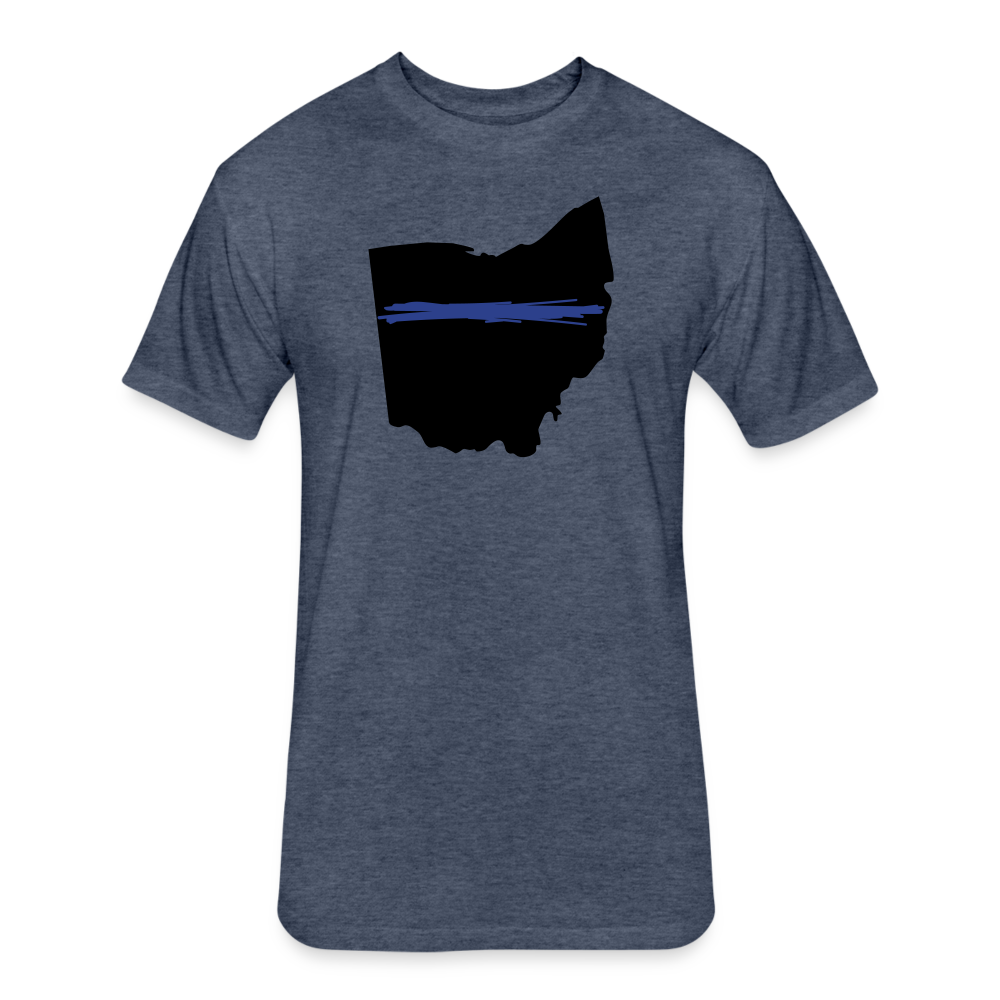Unisex Poly/Cotton T-Shirt by Next Level - Ohio Thin Blue Line - heather navy