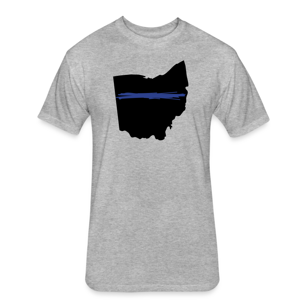 Unisex Poly/Cotton T-Shirt by Next Level - Ohio Thin Blue Line - heather gray