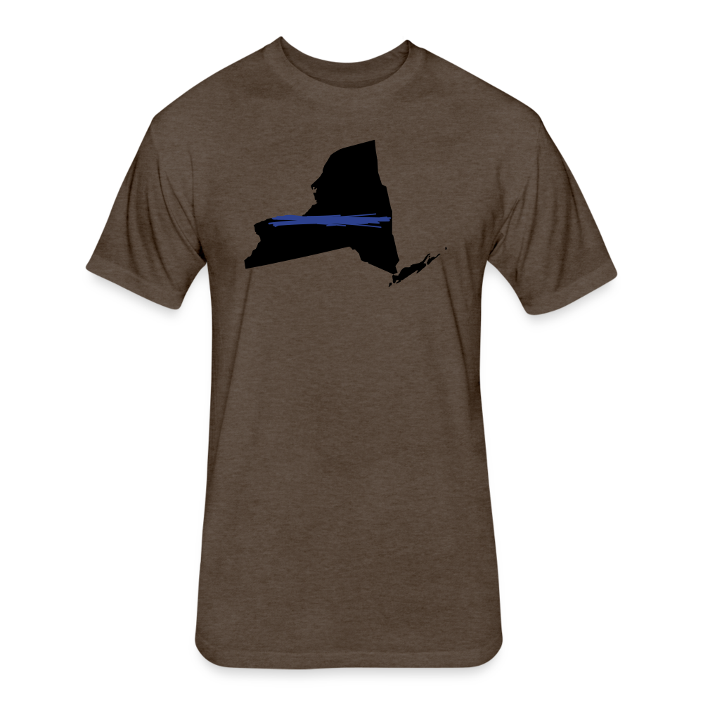 Unisex Poly/Cotton T-Shirt by Next Level - New York Thin Blue Line - heather espresso