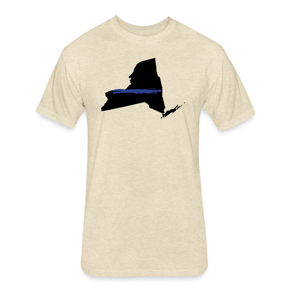 Unisex Poly/Cotton T-Shirt by Next Level - New York Thin Blue Line - heather cream