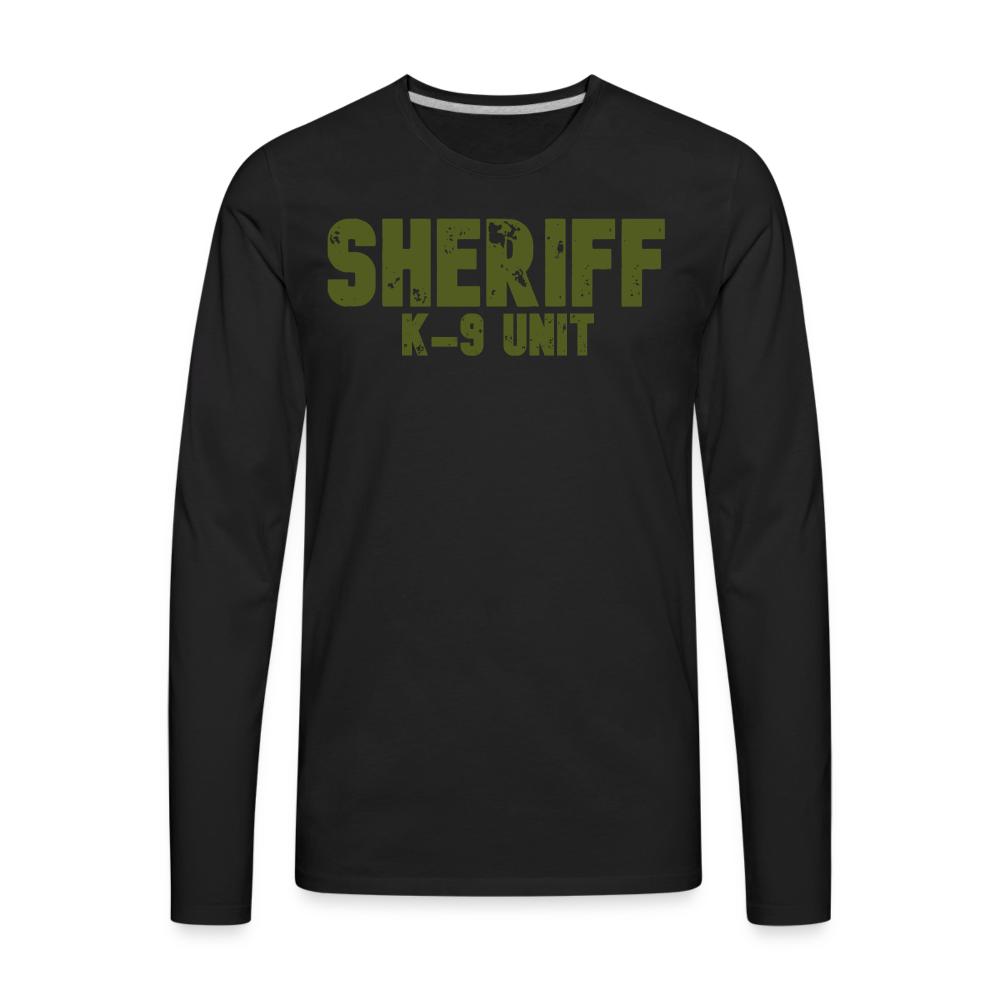 Men's Premium Long Sleeve T-Shirt - Sheriff K-9 - OD Green Front and Back - black