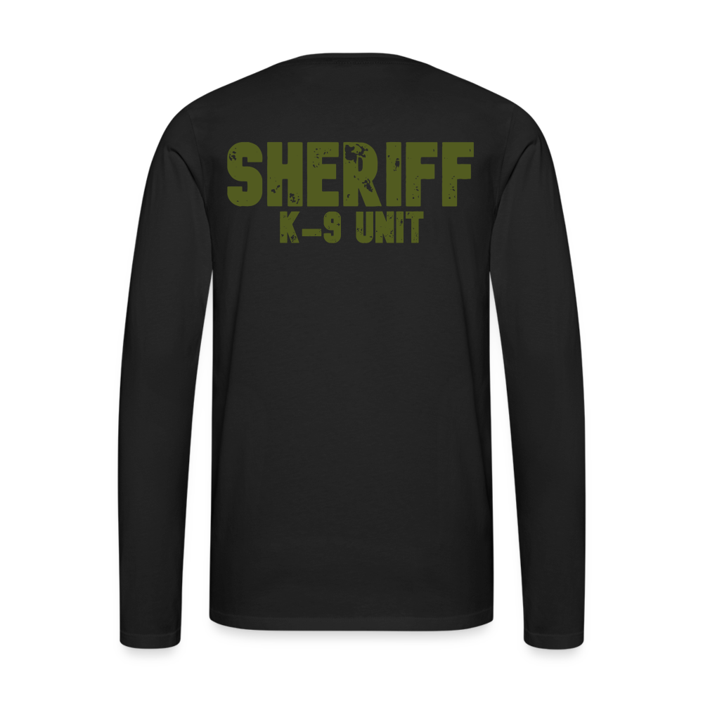 Men's Premium Long Sleeve T-Shirt - Sheriff K-9 - OD Green Front and Back - black